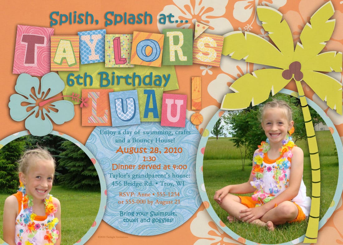 Luau Birthday Party Invitations â Gangcraft Net